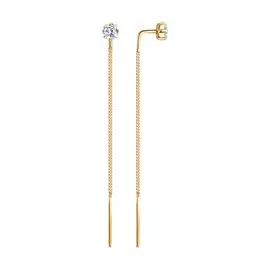 Серьги из красного золота с фианитами 020608