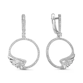 Серьги из серебра с фианитами с родированием с127188