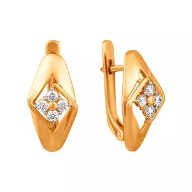 Серьги из красного золота с фианитами 21-0068-11-01
