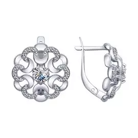 Серьги из серебра с фианитами с родированием 94022558