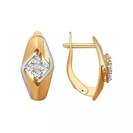 Серьги из красного золота с фианитами 027245