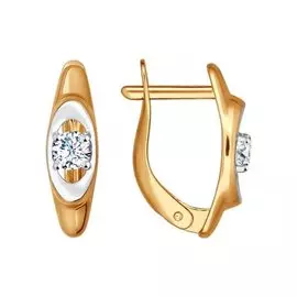 Серьги из красного и белого золота с фианитами 027116