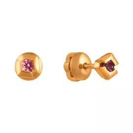 Серьги из красного золота с фианитами 21-0425-11-63