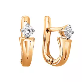 Серьги из серебра с фианитами с позолотой и родированием 21-0784-25-01