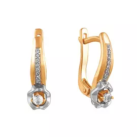 Серьги из красного и белого золота с фианитами 21-0410-17-01