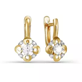 Серьги из красного золота с фианитами 124801