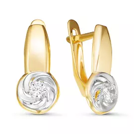 Серьги из красного и белого золота с фианитами л126625