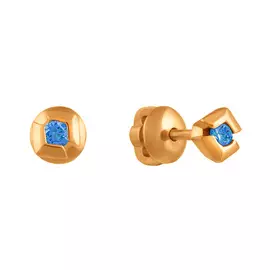 Серьги-пусеты из красного золота с голубыми фианитами 21-0425-11-64