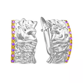 Серьги из серебра с фианитами swarovski с позолотой E-0219W6