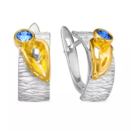 Серьги из серебра с фианитами swarovski с позолотой E-0200W2