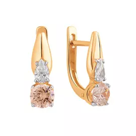 Серьги из красного золота с фианитами swarovski 21-1853-11-61