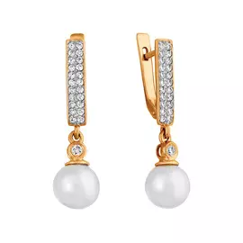 Серьги Фианит, Сваровски жемчуг