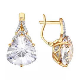 Серьги Горный хрусталь, фианит