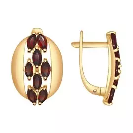 Серьги из красного золота с гранатами 724679