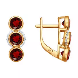 Серьги из красного золота с гранатами и фианитами 722798
