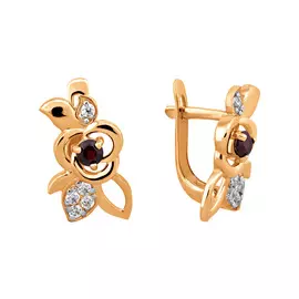 Серьги из красного золота с гранатами и фианитами 21-1281-11-08