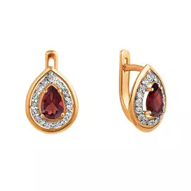 Серьги Гранат, фианит