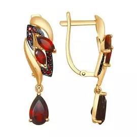 Серьги из красного золота с гранатами и фианитами 725065