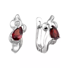 Серьги из серебра с гранатами и фианитами 21-1372-23-08