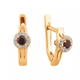 Серьги из красного золота с гранатами и фианитами 21-0782-11-08