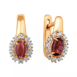Серьги из красного золота с гранатами и фианитами 21-0930-11-08