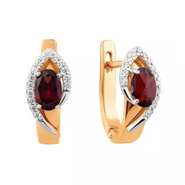 Серьги Гранат, Фианит