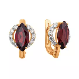 Серьги из красного золота с гранатами и фианитами 21-0941-11-08