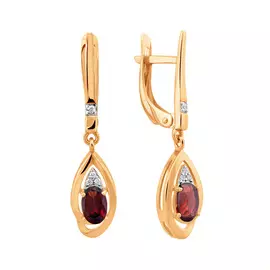 Серьги Гранат, фианит