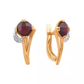 Серьги Гранат, Фианит