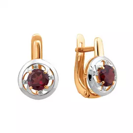 Серьги Гранат, Фианит