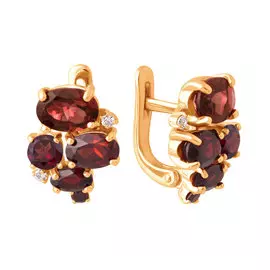 Серьги Гранат,Фианит