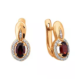 Серьги Гранат, Фианит