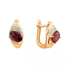 Серьги Гранат, фианит