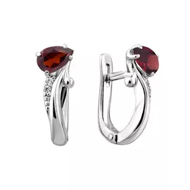 Серьги Гранат, Фианит