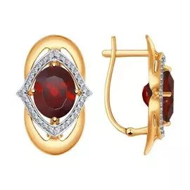 Серьги Гранат, Фианит