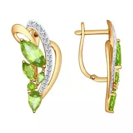 Серьги Хризолит, Фианит