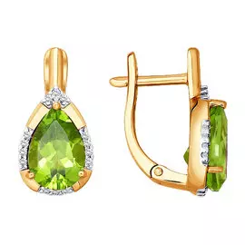 Серьги Хризолит, фианит