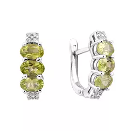 Серьги Хризолит, фианит