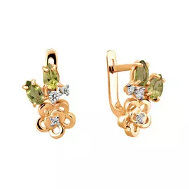 Серьги Хризолит, фианит