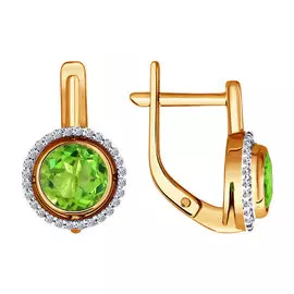 Серьги Хризолит, Фианит