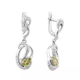 Серьги Хризолит, фианит