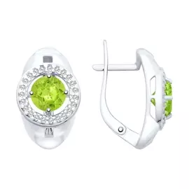 Серьги Хризолит, фианит