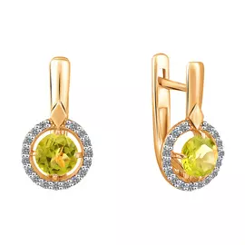 Серьги Хризолит, фианит