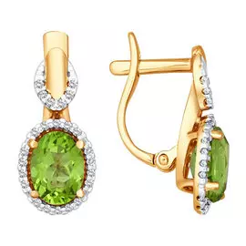 Серьги Хризолит, фианит