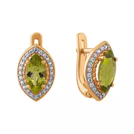 Серьги Хризолит, фианит