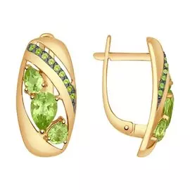 Серьги Хризолит, Фианит