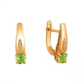 Серьги Хризолит, фианит