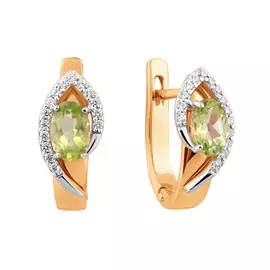 Серьги Хризолит,Фианит