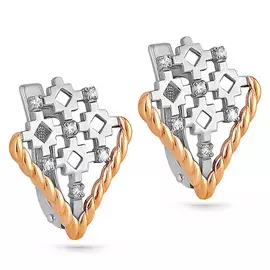 Серьги из белого и желтого золота с бриллиантами 12-1951-1088 №12-17