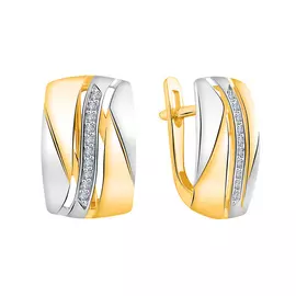 Серьги из белого и желтого золота с бриллиантами с родированием 21-9385-20-02